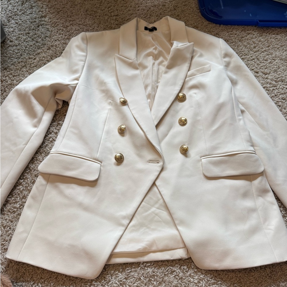 Express Cream Blazer with Gold Buttons